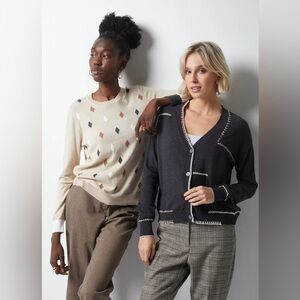 Zaket & Plover Handcrafted Cardigan – Cashmere Blend Sweater Gray | Size Large